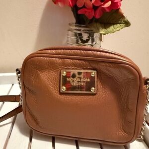 Michael Kors Mini Vintage Tan Leather Crossbody Camera Bag